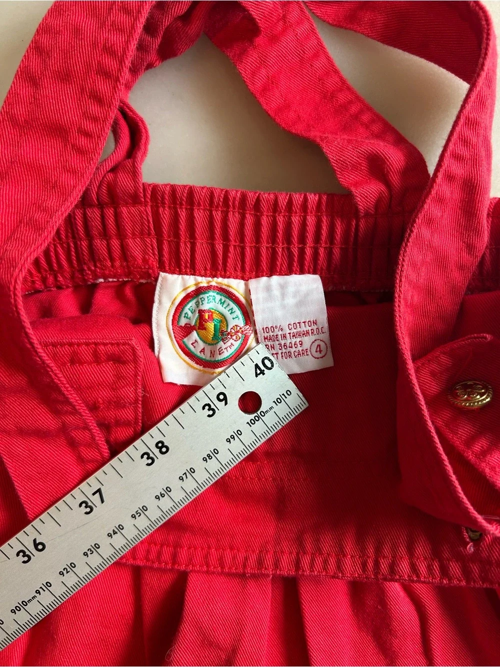 Vintage 90s Peppermint Lane Red Jumper Dress Size 4